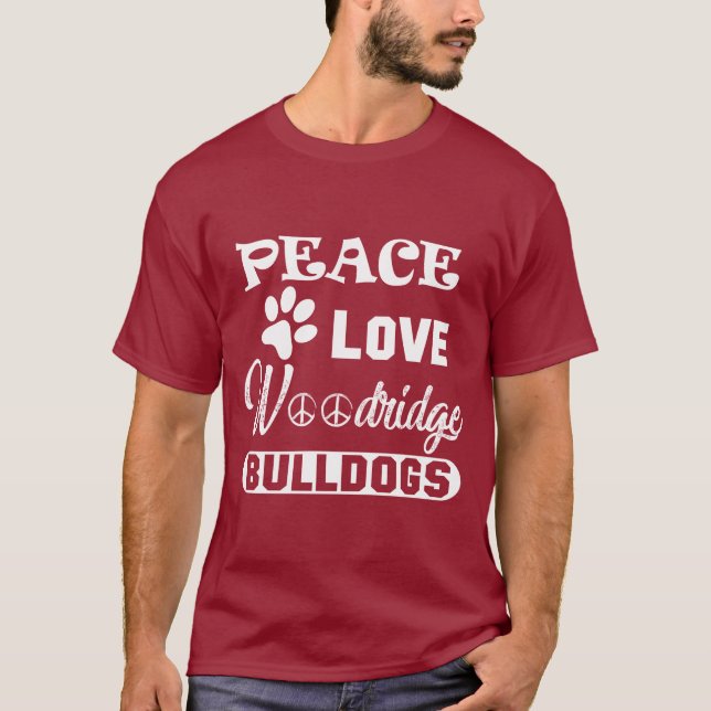 Peace Kärlek Bullhund T Shirt (Framsida)
