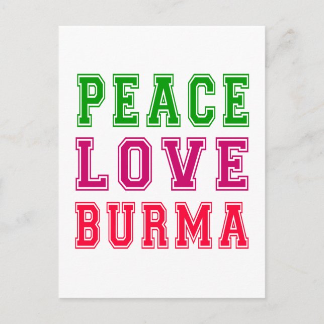 Peace Kärlek Burma. Vykort (Framsida)