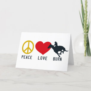PEACE KÄRLEK BURN-hälsningskort Tack Kort