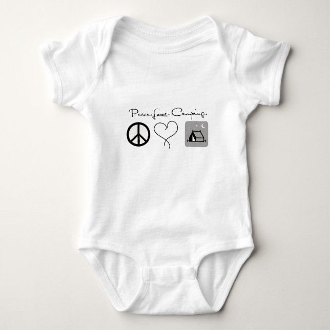 Peace Kärlek Camping Baby Shirts Tee (Framsida)