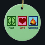 Peace Kärlek Camping Julgransprydnad Keramik<br><div class="desc">En söt campinggåva från resa med fredstecken,  hjärta och campingeld från en campingplats utomhus. Peace Kärlek Camping.</div>