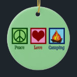 Peace Kärlek Camping Julgransprydnad Keramik<br><div class="desc">En söt campinggåva från resa med fredstecken,  hjärta och campingeld från en campingplats utomhus. Peace Kärlek Camping.</div>
