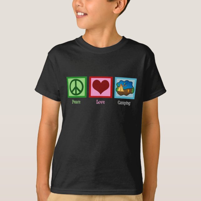 Peace Kärlek Camping Kids Tee Shirt (Framsida)