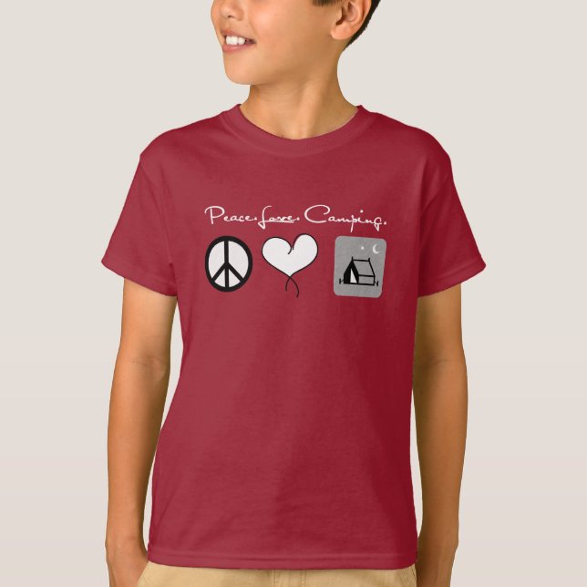 Peace Kärlek Camping Shirt för barn Tee Shirt (Framsida)