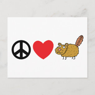 Peace Kärlek Canadian Beaver Vykort