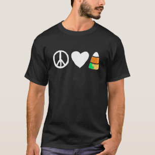 Peace Kärlek Candy corn Funny Halloween T Shirt