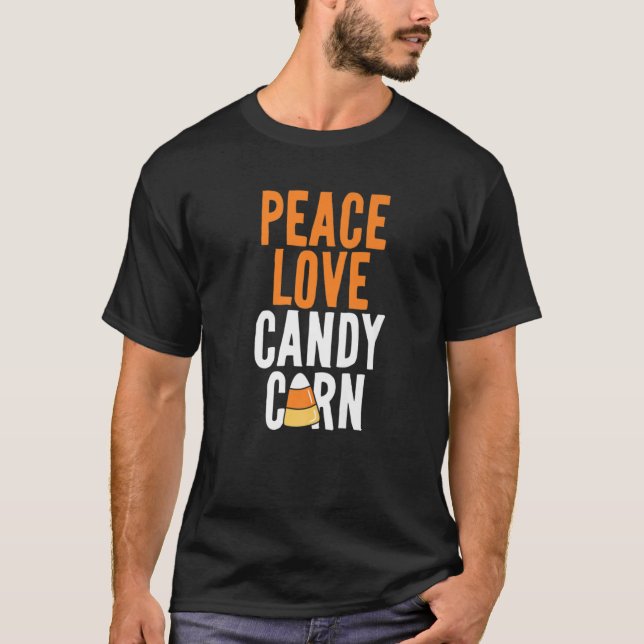 Peace Kärlek Candy corn Funny Kids Vuxnas Hallowee T Shirt (Framsida)