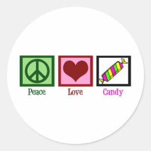Peace Kärlek Candy Runt Klistermärke