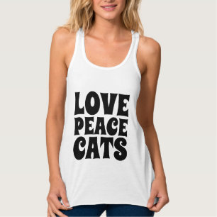 PEACE KÄRLEK CATS, Cat Lover T-shirts Linne Med Racerback