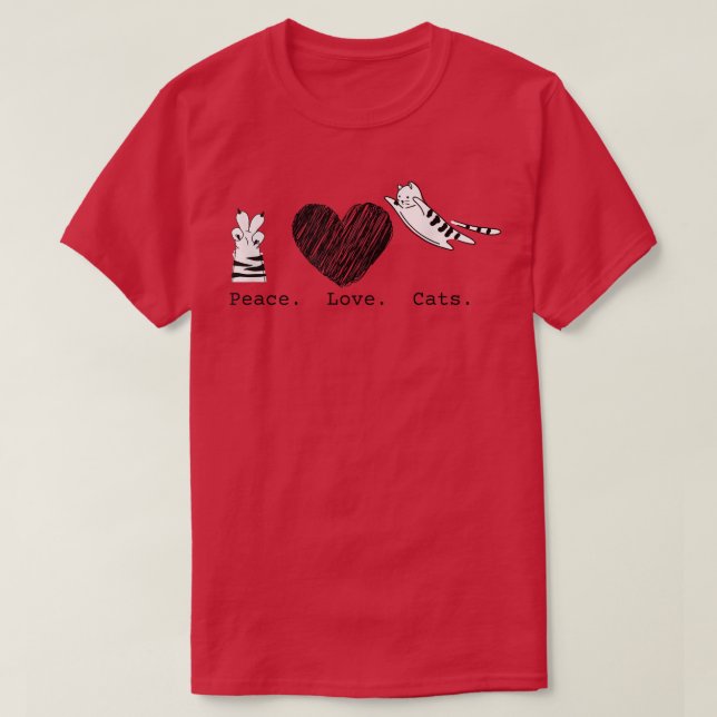 Peace Kärlek Cats Hippy T Shirt (Design framsida)
