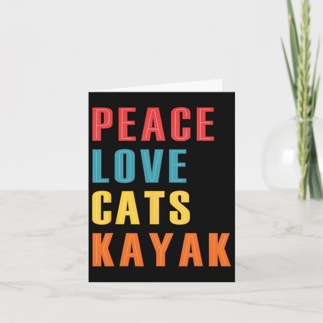 Peace Kärlek Cats Kayak Funny Kayaking Boating Cat Kort (Framsida)
