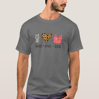 Peace Kärlek Cats - Leopard Heart Cat Tass Funny C T Shirt