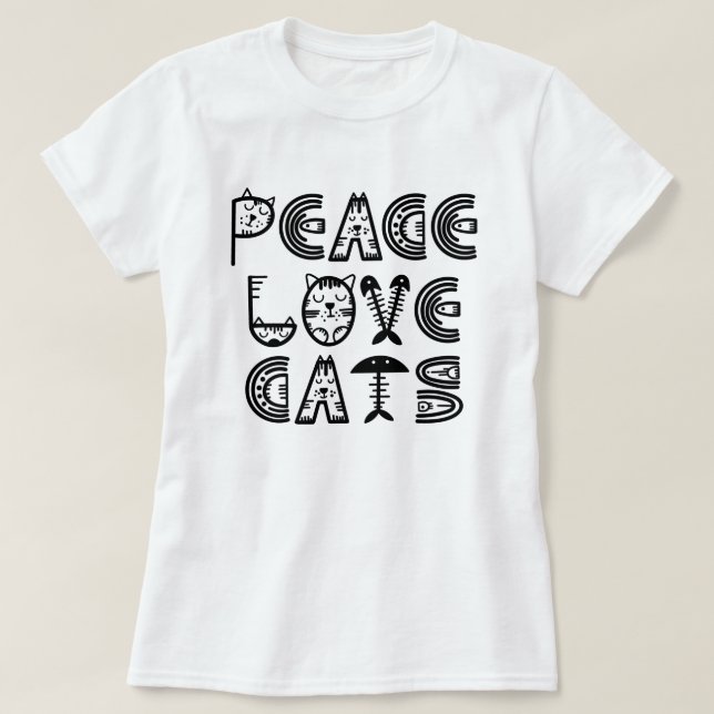 Peace Kärlek Cats T-Shirt (Design framsida)