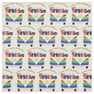 Peace Kärlek Cavaliers Kung Charles Spain Fabric Tyg
