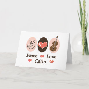 Peace Kärlek Cello Greeting Card Kort
