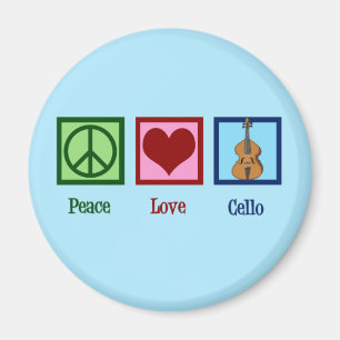 Peace Kärlek Cello Player Blue Magnet