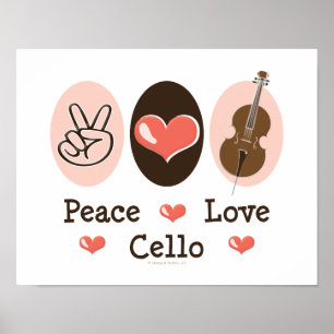 Peace Kärlek Cello Poster