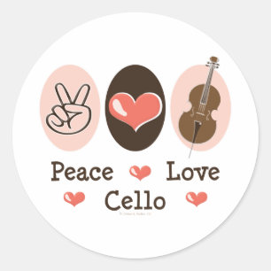Peace Kärlek Cello Stickers Runt Klistermärke