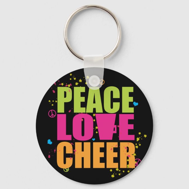 Peace Kärlek Cheer - Black Keychain Nyckelring (Framsida)