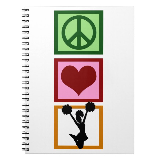 Peace Kärlek Cheerlead Anteckningsbok Med Spiral (Framsidan)