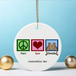 Peace Kärlek Cheetahs Cute Anpassningsbar Julgransprydnad Keramik