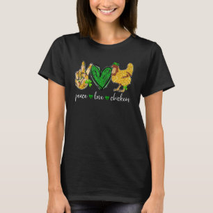 Peace Kärlek Chicken Animal Farmer Irish St Patric T Shirt