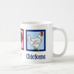 Peace Kärlek Chickens Kaffemugg<br><div class="desc">Fredstecken,  hjärta och en söt kyckling på en gård. Jag är jordbrukare i kärlek och arbetar med djur som höns. Peace Kärlek Chickens.</div>