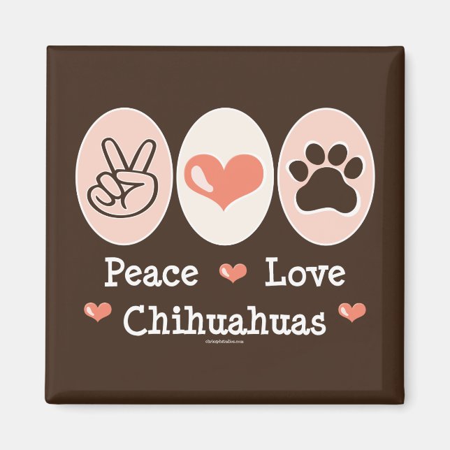 Peace Kärlek Chihuahuas Magnet (Framsidan)