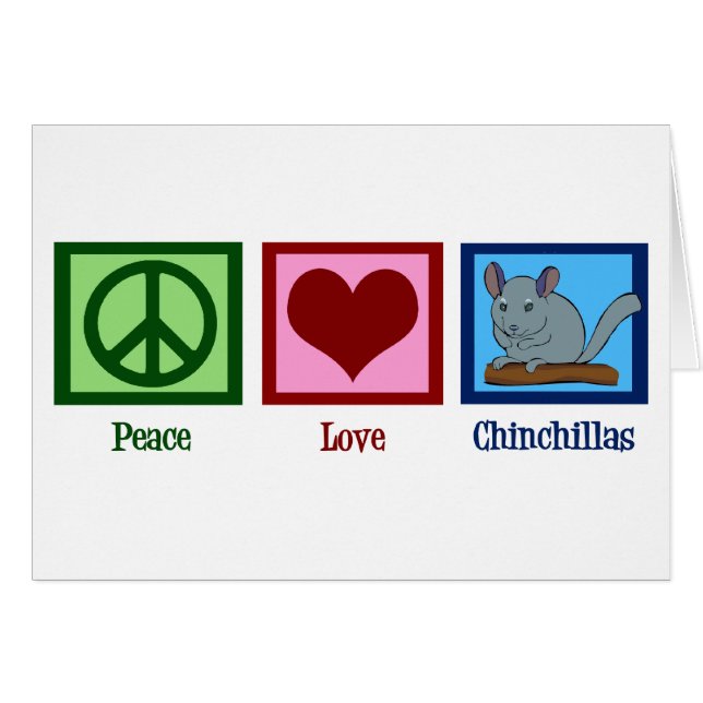 Peace Kärlek Chinchillas Hälsningskort (Framsidan Horizontal)