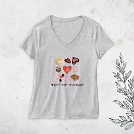 Peace Kärlek Chocolate Candy Heart T Shirt