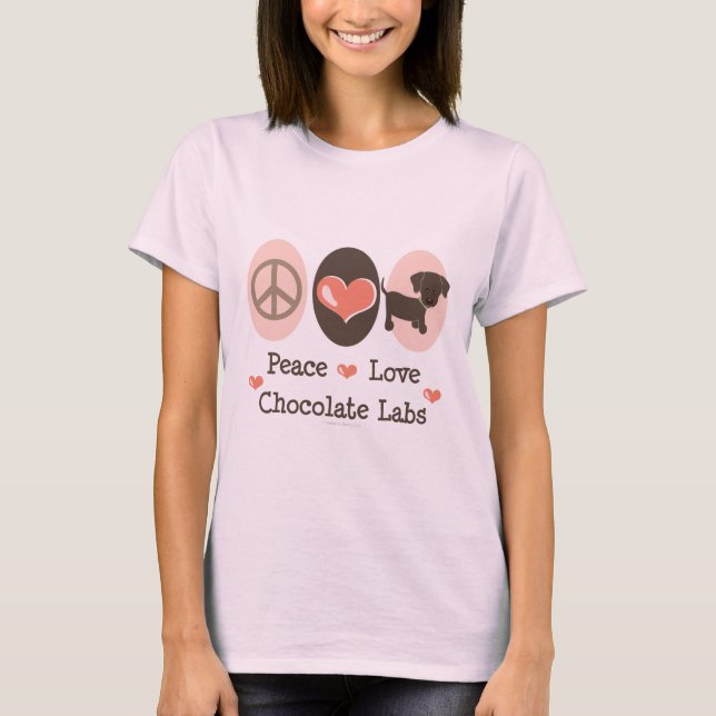 Peace Kärlek Chocolate Labs Organic T-shirt (Framsida)