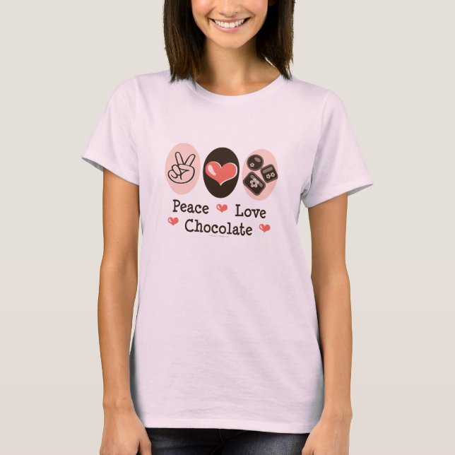 Peace Kärlek Chocolate Organic Tee Shirt (Framsida)