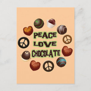 PEACE KÄRLEK CHOCOLATE VYKORT