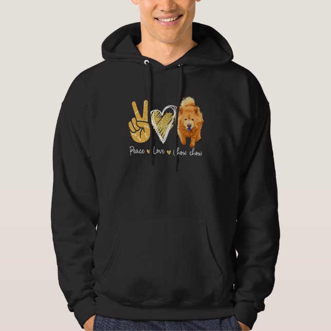 Peace Kärlek Chow Chow Hund Hoodie (Framsida)