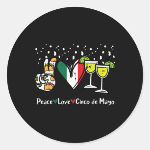Peace Kärlek Cinco De Mayo Party Fiesta Mexican Wo Runt Klistermärke