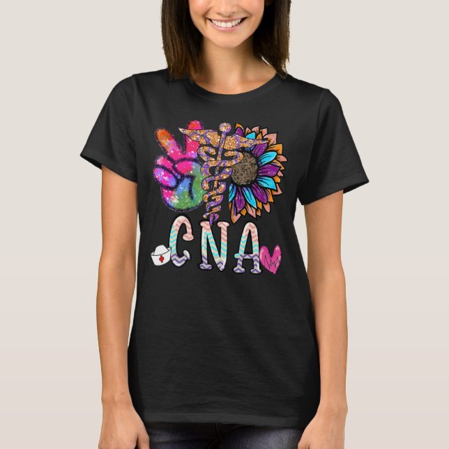 Peace Kärlek Cna Nurse Nursing T Shirt (Framsida)