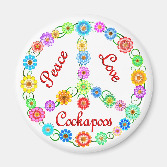 Peace Kärlek Cockapoos Magnet (Framsidan)