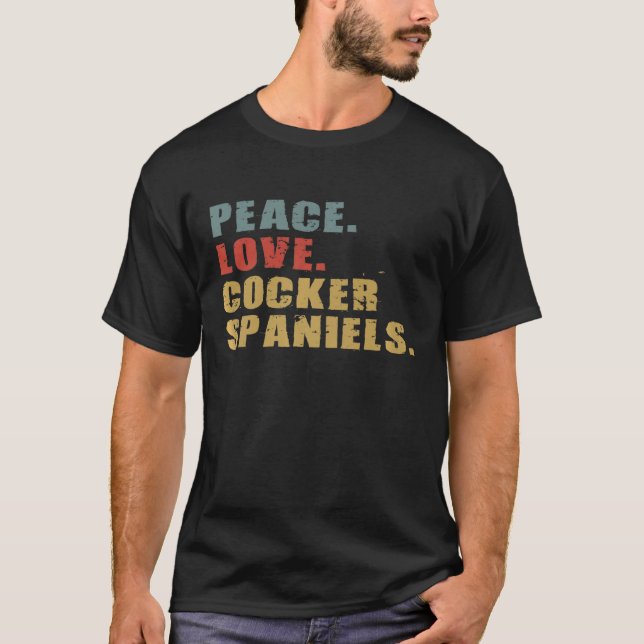 Peace Kärlek Cocker Spanska ADG126b   T Shirt (Framsida)