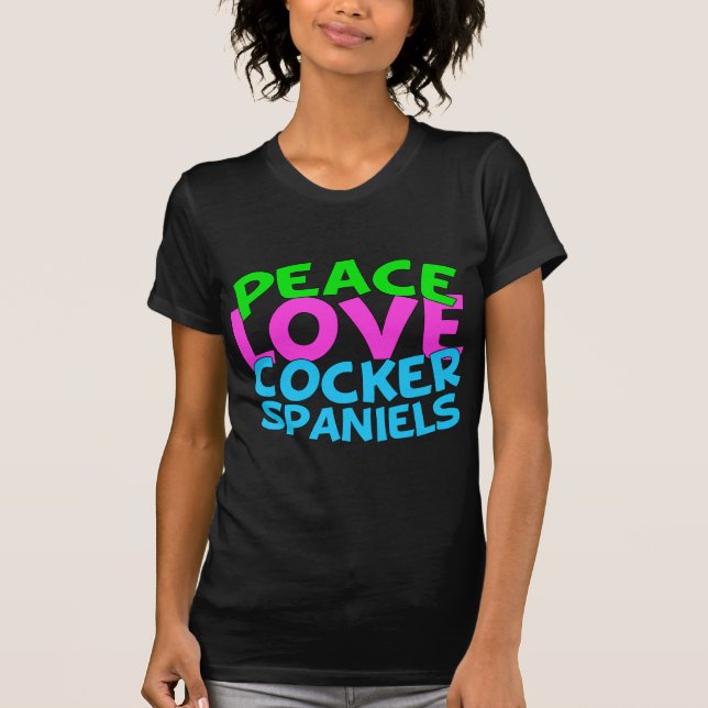 Peace Kärlek Cocker Spanska T-shirt (Framsida)