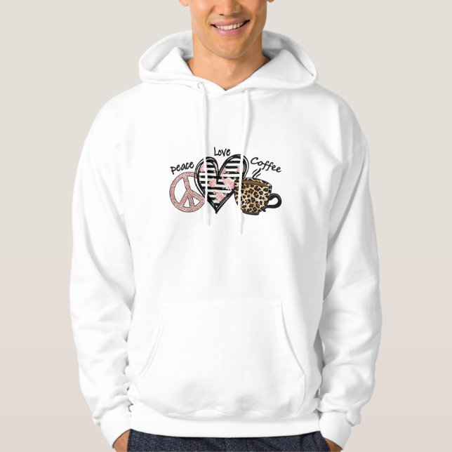 Peace Kärlek Coffee Hoodie (Framsida)