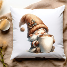 "Peace, Kärlek, Coffee" Lycklig Gnome Drinking Cof Kudde