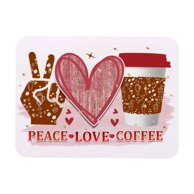 Peace Kärlek Coffee Magnet (Horisontell)