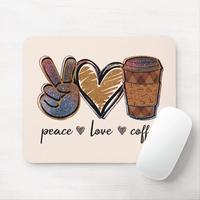 Peace Kärlek Coffee Musmatta (Med mus)
