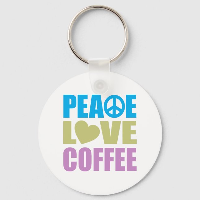 Peace Kärlek Coffee Nyckelring (Framsida)