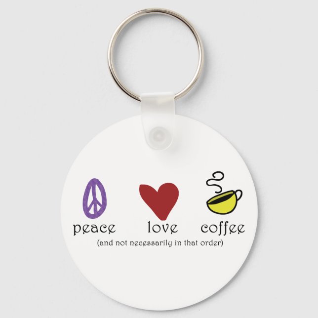 Peace Kärlek Coffee Nyckelring (Framsida)