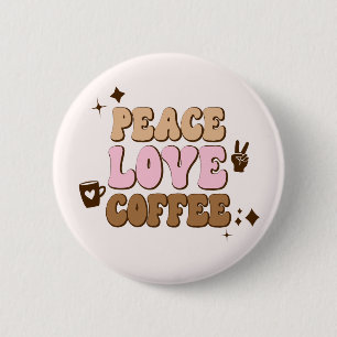 Peace Kärlek Coffee Retro 70's Rosa Brown Knapp