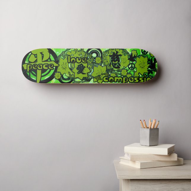 Peace-Kärlek-Compassion-Kanji Mini Skateboard Bräda 18,5 Cm (Väggkonst (Horz))