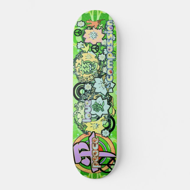 Peace-Kärlek-Compassion-Kanji - Old School Skateboard Bräda 18 Cm (Framsida)