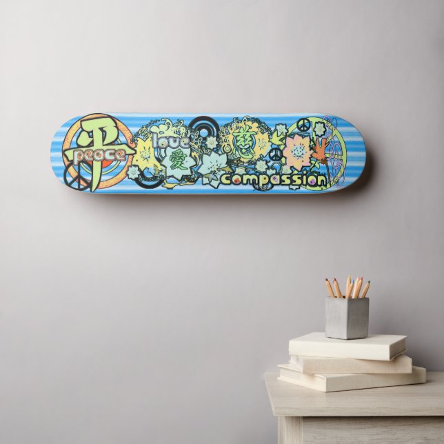 Peace-Kärlek-Compassion-Kanji - - - Skateboard Bräda 20,5 Cm (Väggkonst (Horz))