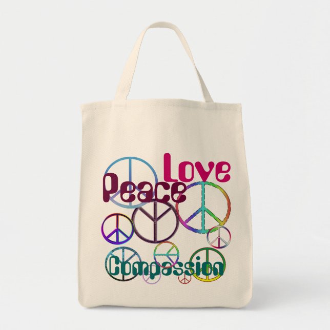 Peace Kärlek Compassion Tote Tygkasse (Framsidan)